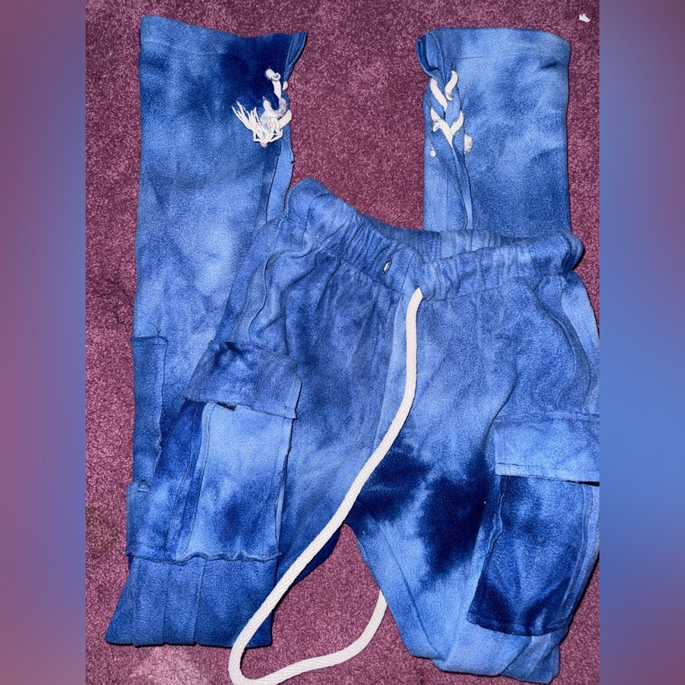 Blue Tie-Dye Jogger Pants size small